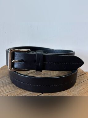 Shinola Detroit Black Leather Men's Belt with Silver Buckle